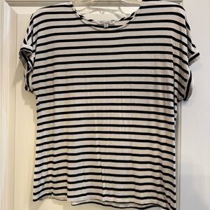 Green Envelope Black and White Striped Tee